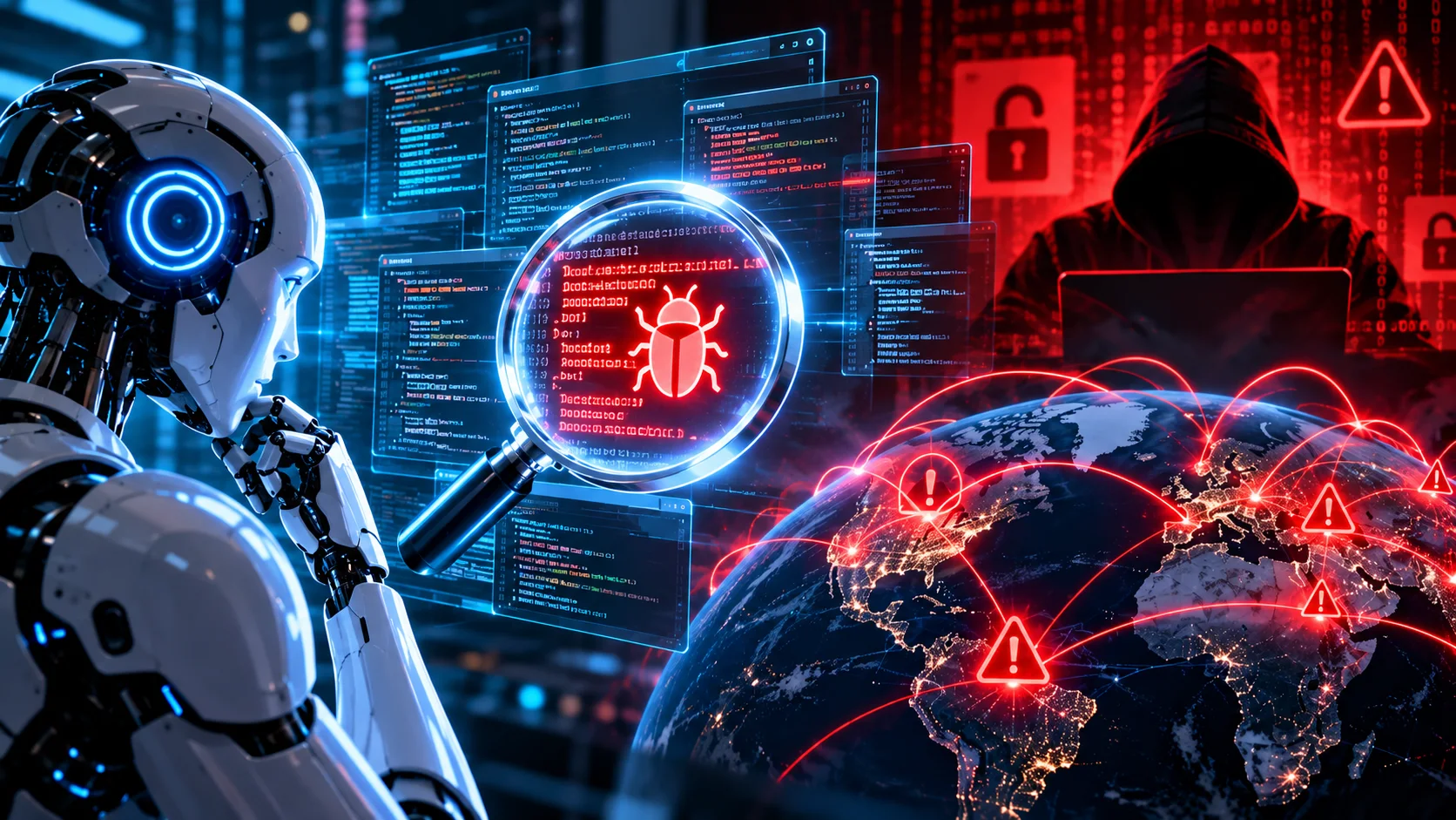 Cybersecurity analysts monitoring software vulnerabilities and patching risks